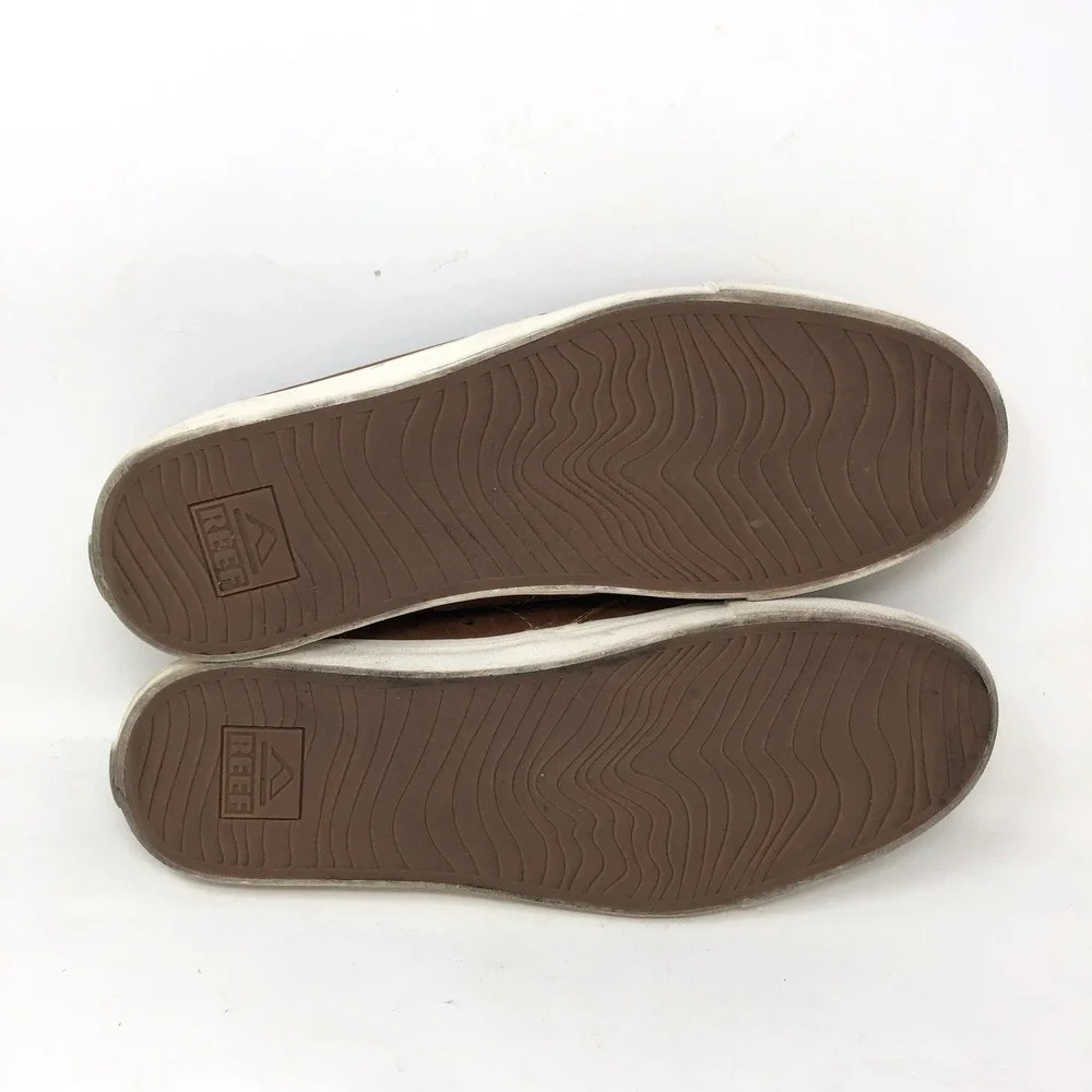 Reef Mens 12 Landis 2 Natural Brown Leather Sneakers Lace Up Casual Skate Shoe